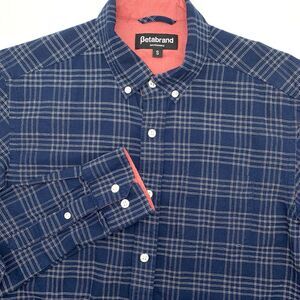 Betabrand Men's‎ Long Sleeve Hemp Blend Blue Striped Button Down Small Shirt